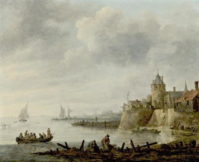 River Scene with a Fortified Shore
